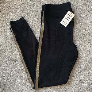 HUE Black Tuxedo Stripe leggings SZ Large